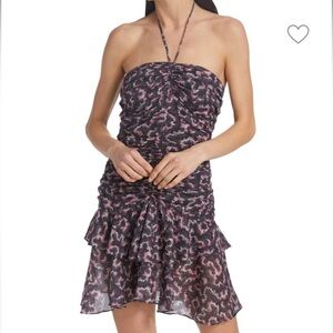 Isabel Marant Étoile Ilanka Printed Ruched Halter Minidress Size Euro 42 US 10